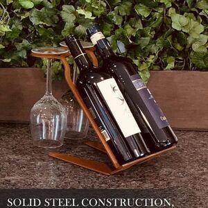 DI PRIMA USA Wine Rack Freestanding Tabletop Solid Steel Brown Made in Italy